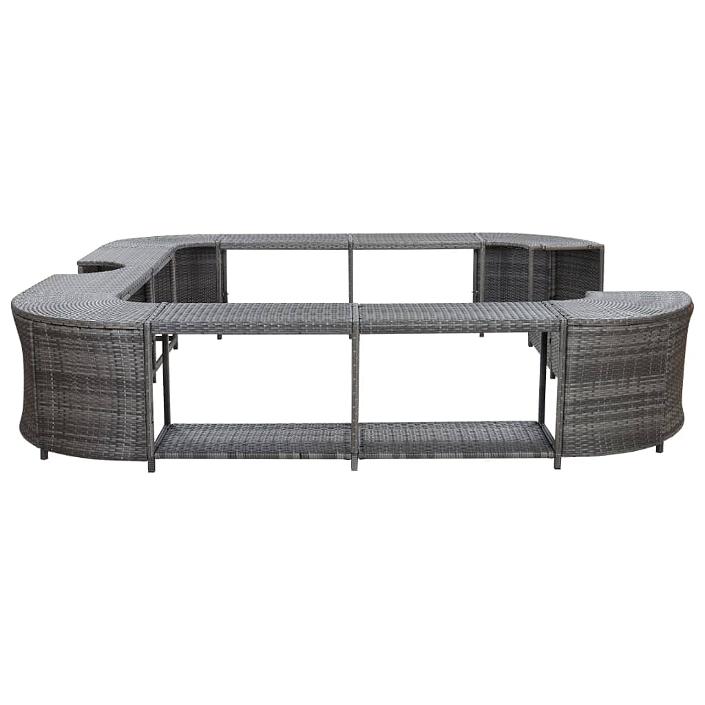 vidaXL Cadre de Spa Carré Accessoire de Spa Contour de Spa Extérieur Jardin Résistant à l'eau Robuste Gris 268x268x55 cm Résine Tressée