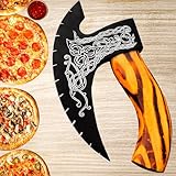 AFHZAM Pizza Cutter Axe Handmade Viking Pizza Axe Kitchen Tool Medieval Slicing Pizza Cutter with Sheath | Hunting & Camping Viking Axe | Viking Gifts For Men (PzAxe-392)