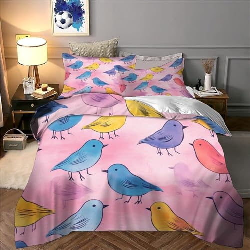 Housse de couette microfibre oiseaux 3D luxe discret 260x220 - 6
