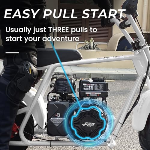 Image of FRP Mini Dirt Bike GMB100 Basic, New 99CC Gas Powered Mini Bike 4-Stroke 3HP, Off-Road for Teens /Adult, Trail Up to 28 Mph, Weight Support Up to 220 LBS,White