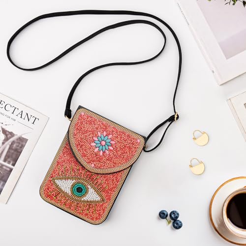 Image of Small Beaded Crossbody Bag for Women, Boho Cell Phone Shoulder Purse Wallet with Handcrafted Colorful Beads