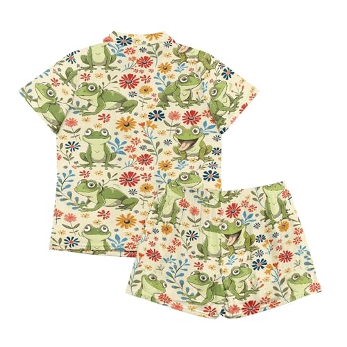 Image of Pjs Womens Short Sleeve Button Down Pajamas Set Two-Piece Nightwear with Pockets