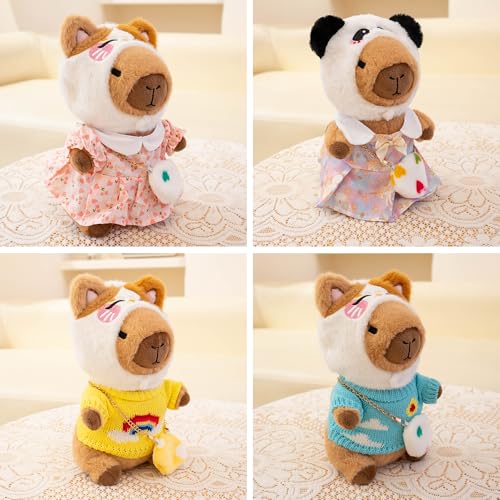 Image of Capybara Plush for Boys Girls Birthday Dress Up Cute Plushies,10 Pcs Set,9 Clothes and Accessories Kawaii Stuffed Animal Plushie Toy, Soft Peluche Doll for Kids 10.2 in