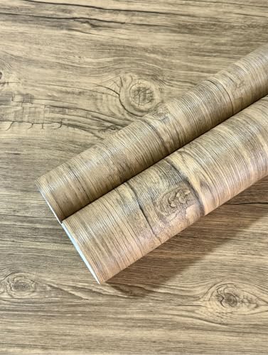 Image of WALLMATE Self Adhesive Wood Grain Wallpaper Vinyl Furniture Sticker Wood Wallpaper Kitchen Wallpaper Wooden Door Desktop Wallpapers (Light Brown Wooden, 12x62 Inch)