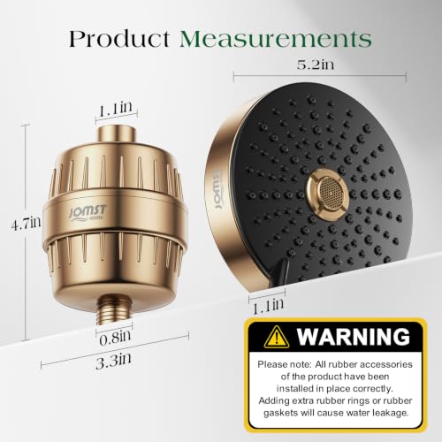 Image of Filtered Shower Head COMBO - for Healthier Skin & Hair | 3 Mode High Pressure Shower Heads with 25-Stage Filtration | Removes 99.947% Chlorine & Heavy Metals | Shower Head with Filters - Golden