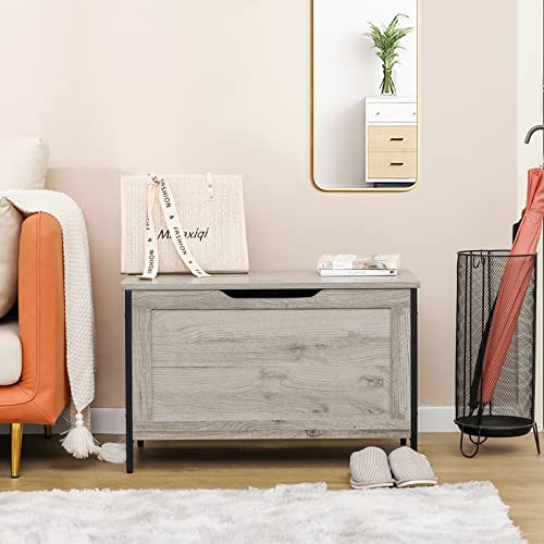 Usikey Storage Chest, Wooden Toy Box With Safety Support Hinge, Toy Chest, Lift Top Entryway Storage Bench, Shoe Bench, Supports 220 Lb, For Living Room, Bedroom, Entryway, Grey #TOP4