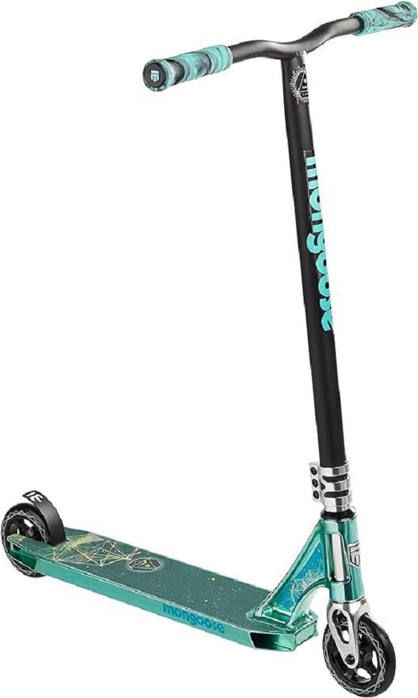Rise Freestyle Stunt Trick Scooter, For Kids Youth Adult Men Women Ages 8 Up, Lightweight Alloy Deck & Heavy-Duty Frame Up to 220 lbs., Bike-Style Grip, T-Bar Handlebar and High Impact Wheels