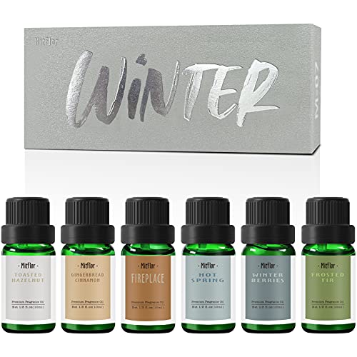 Winter Fragrance Oils, MitFlor Premium Scented Oils for Soap Making, Essential Oils for Diffuser, Candle Making Scents, Aromatherapy Oil Gift Set, Halloween, Christmas, Gingerbread Cinnamon and More