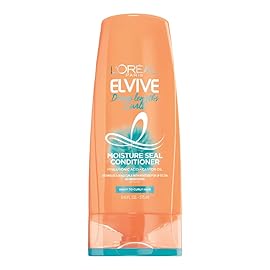 LOral Paris Elvive Dream Lengths Curls Moisture Seal Conditioner, Paraben-Free Curly Hair Conditioner with Hyaluronic Acid and Castor Oil, 12.6 Fl Oz