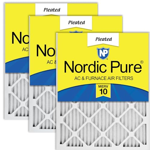 Image of Nordic Pure 10x24x1 Pleated MERV 10 Air Filters 3 Pack | Actual Size: 9 1 /2 x 23 1 /2 x 3 /4 Made in USA, Advanced HVAC Filtration, Mid-Sized Airborne Particles & Pet Dander