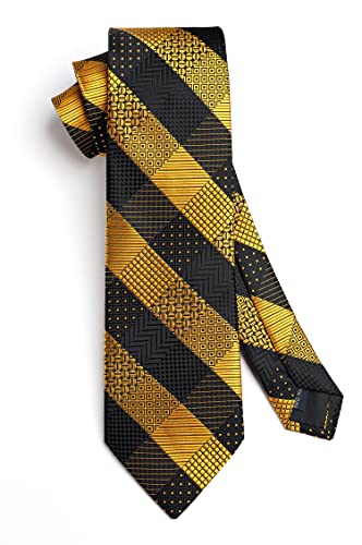 Image of HISDERN Ties for Men Solid Houndstooth Neckties Handkerchief Formal Business Tie & Pocket Square Set Wedding Party