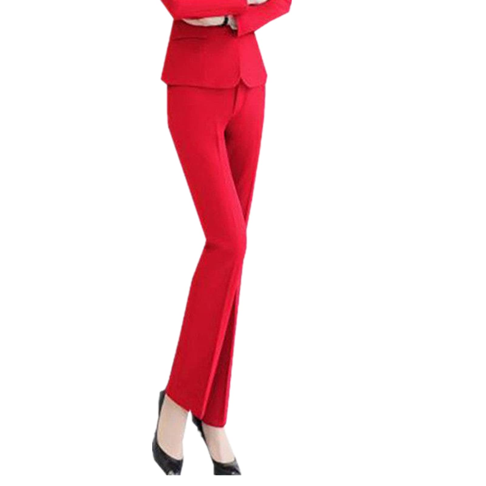 Fashion Womens Casual Workplace Temperament Trousers Loose All-Match Straight Pants Commuter Trousers XL red