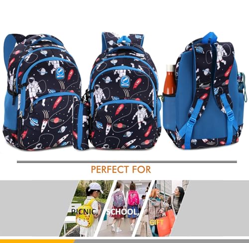 Image of Chris and Kate Astronaut Printed Bookbag School Bag for Boys, Girls Childern Unisex Kids, Suitable for Tuition, Picnics and Casual Outings with a Free Stationery Pouch and Rain Dust Cover Backpack