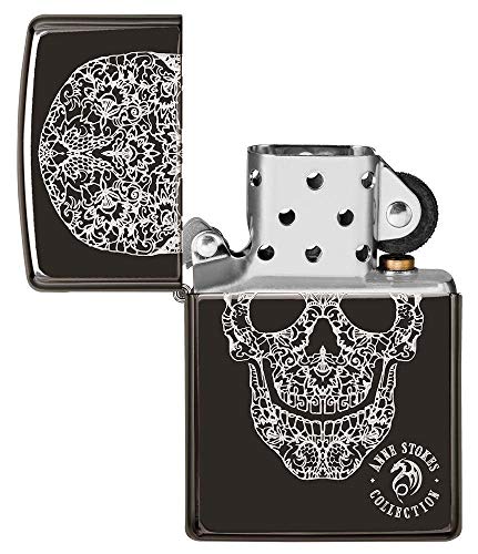 Zippo Anne Stokes Laser Fancy Fill Skull Design Pocket Lighter, Anne Stokes 2021, Highly Polished Black, Fancy Skull - Image 4