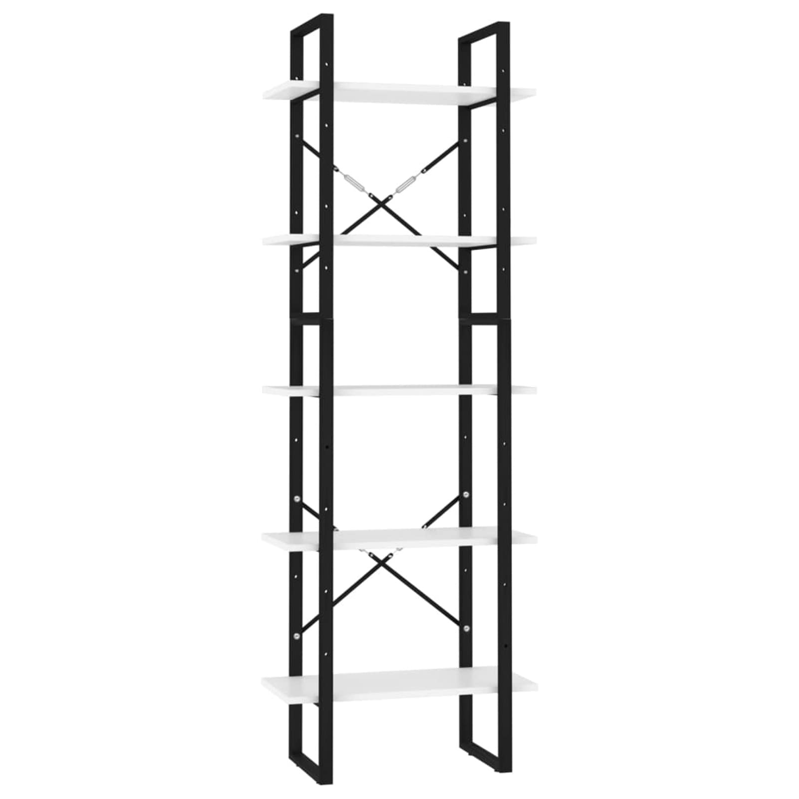 Bücherregal, Regal, Schrank, Regal Kinderzimmer, Bookshelf, Leiterregal, Standregal, Wandregal, Aktenregal, DVD Regal, 5 Fächer Weiß 60x30x175 cm Spanplatte