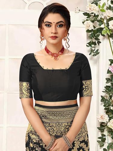 Image of TRENDMALLS Women's Banarasi Silk Saree with Unstitched Blouse Piece