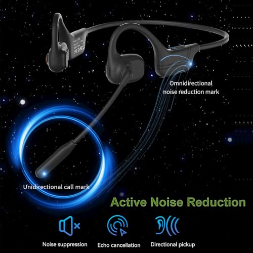 Image of AYI Open Ear Air Conduction Bluetooth Headphone Dual Mic Rotatable Boom Mic Active Noise Cancellation IPX5 Waterproof Bluetooth 5.4 Pain-Free Design for Sports Work Outdoor Activities-DG White