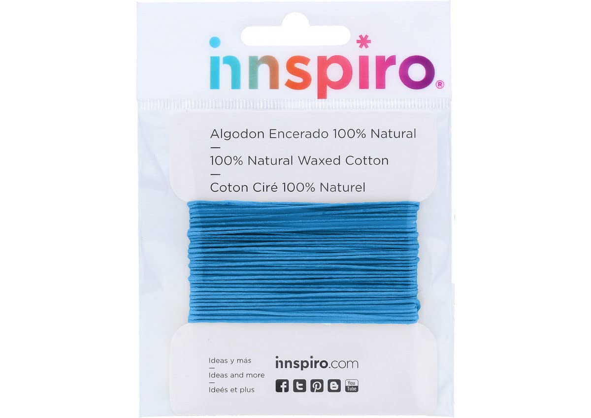INNSPIRO Fine Waxed Cotton Cord, Sky Blue, 0.5 mm, 5 m.