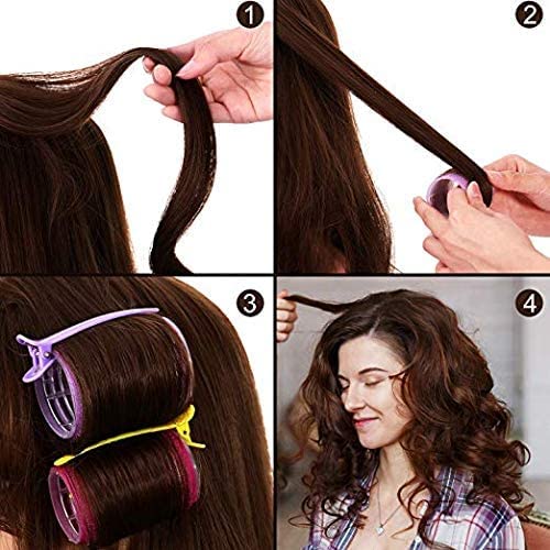 Self Grip Hair Rollers Set, Self Holding Rollers and Multicolor Plastic Duck Teeth Bows Hair Clips Hairdressing Curlers for Women, Men and Kids (24 Pieces, 44 mm)