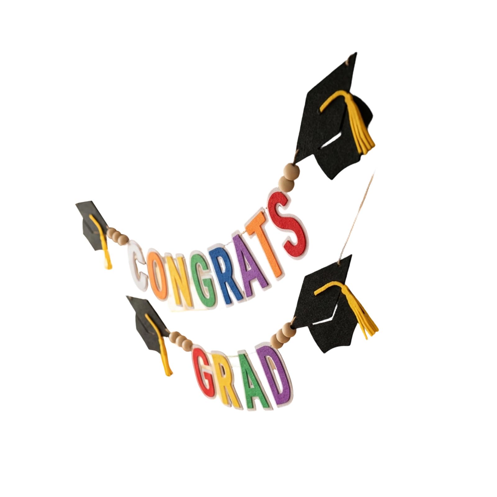 Sbshiouu C Felt Graduation Pennant Ornament With Wooden Beads For Graduation Party Decoration And Photography Backdrops Deck