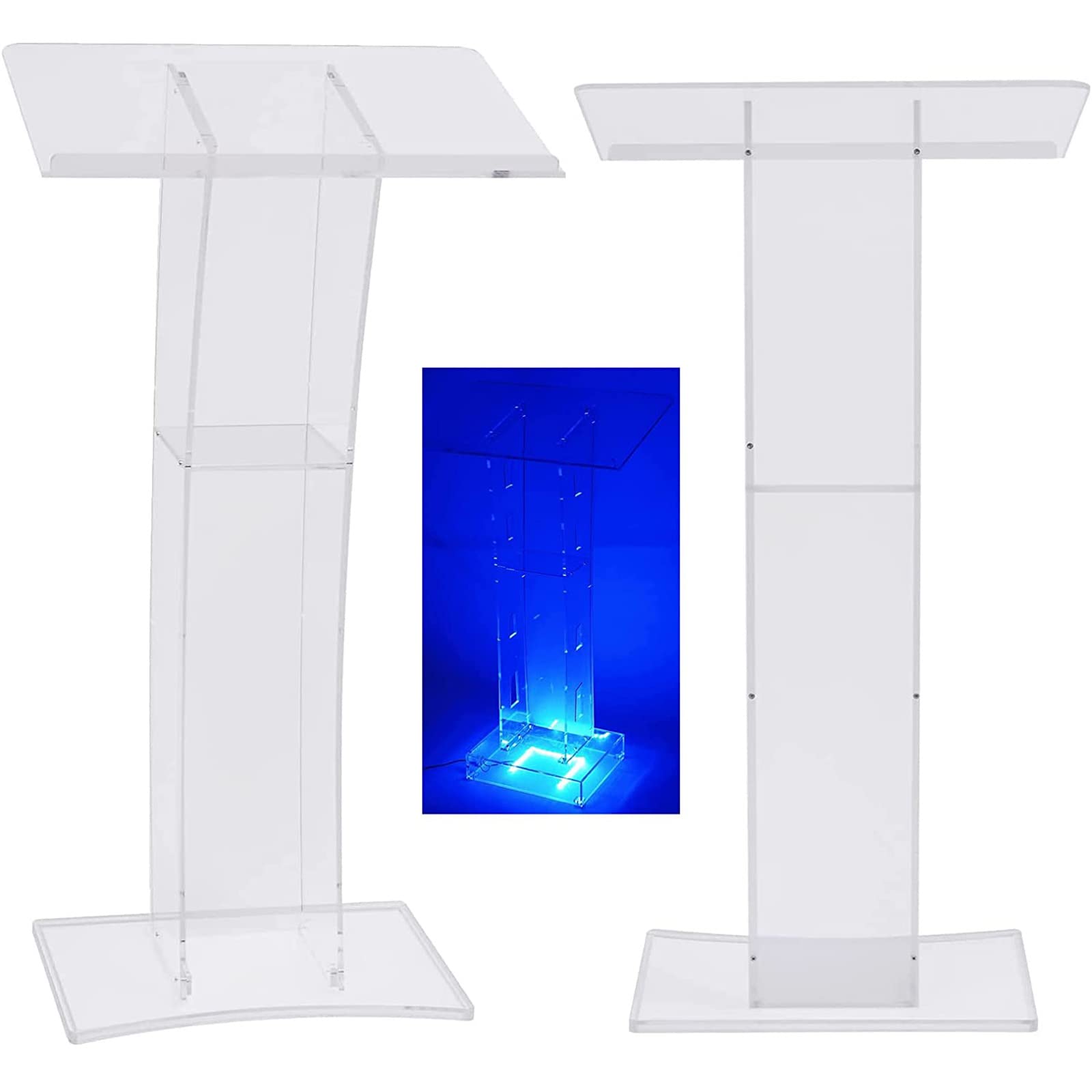 Buy Podium Presentation Lectern Stand, LED Acrylic Podium with 44" Tall