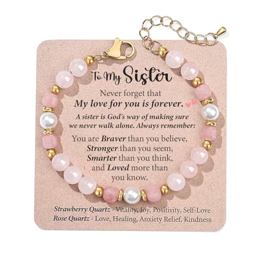 Image of Quietsun Trendy Gifts for Her-Positive /Love /Joy Natural Crystal Bracelets for Girls /Teens /Adults-Adjustable /Handmade-Gift Box Packing