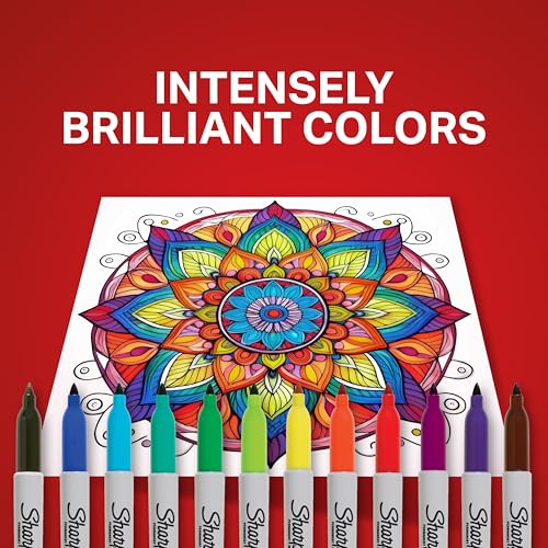 sharpie permanent markers quick drying and fade resistant fine tip marker set for wood plastic paper metal and more drawing coloring and poster marker assorted colors 12 count