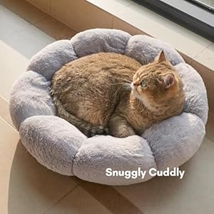 Cat Beds for Indoor Cats, Machine Washable Non-Skid, Fluffy Flower Cat Bed Cute, Anti Anxiety Dog Beds for Toy Size Dogs, 20 * 20 Inches, Grey Cat Beds for Indoor Cats Machine Washable Non Skid Fluffy Flower Cat Bed Cute Anti Anxiety Dog Beds for Toy Size Dogs 20 20 Inches Grey