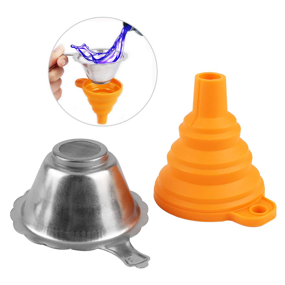 Irfora3D Printer Accessories Parts Collapsible Funnel Silicone Foldable Funnels Stainless Steel Resin Filter for Pouring Resin Back Into Bottle for Photon Sparkmaker Kelant Orbeat D100 SLA 3D