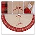 OurWarm Burlap Christmas Tree Skirt 48 inches Red Black Plaid Ruffle Edge Border Large Linen Round Indoor Outdoor Mat Xmas Party Holiday Decorations