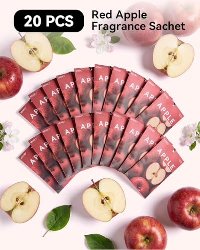Image of MYARO Red Apple Scented Sachets Air Freshener: Sweet Fruity Fragrance Hanging Bag for Home, Bedroom, Closet, Lingerie Drawer, Car, Apartment Dorm - Aroma Gift for Women & Teen Girls,20 Packs