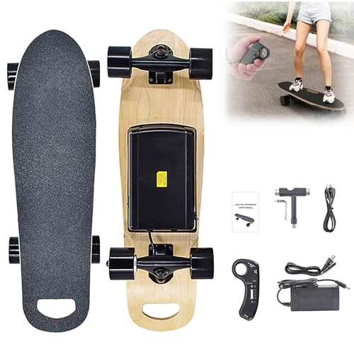 EpyGnom Skateboard Electrico Todoterreno con Control Remoto 3 Velocidades Longboard PortáTil Ligero para Adultos Adolescentes y Principiantes Velocidad MáXima 15 Km/H Ascenso de 15°