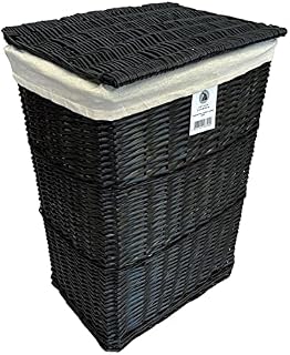 Arthur Cameron Medium Wicker Laundry Basket Bin (Black)