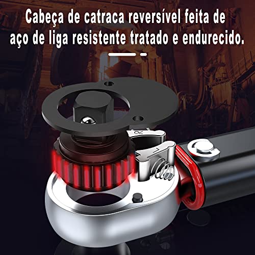 Aiourx Torquímetro De Estalo 1/4 Pol 3 A 33 Nm, Kit Chave de Torque Profissional 0.3 A 3.36 KG 11 Pe