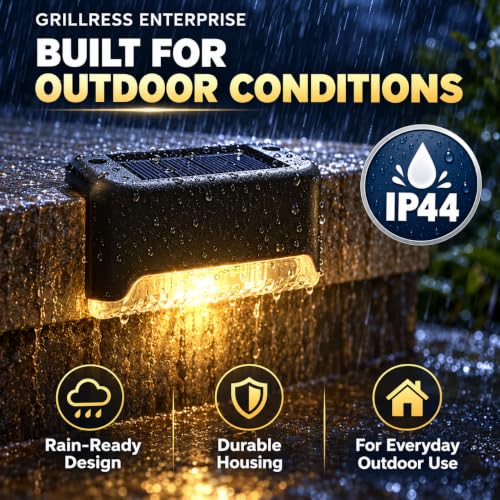 Image of Solar-Powered Deck Lights Outdoor, Waterproof LED Step and Stair Lights with Wide-Angle Illumination, Rechargeable Lighting for Fence, Railing, Patio and Garden (Pack of 10)