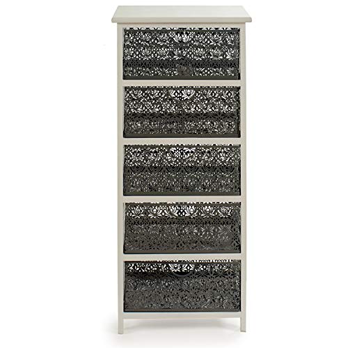 TU TENDENCIA UNICA Mueble Auxiliar Ancho con cajones. Cajones con Frontal Metalico Gris Antracita (5 Cajones)