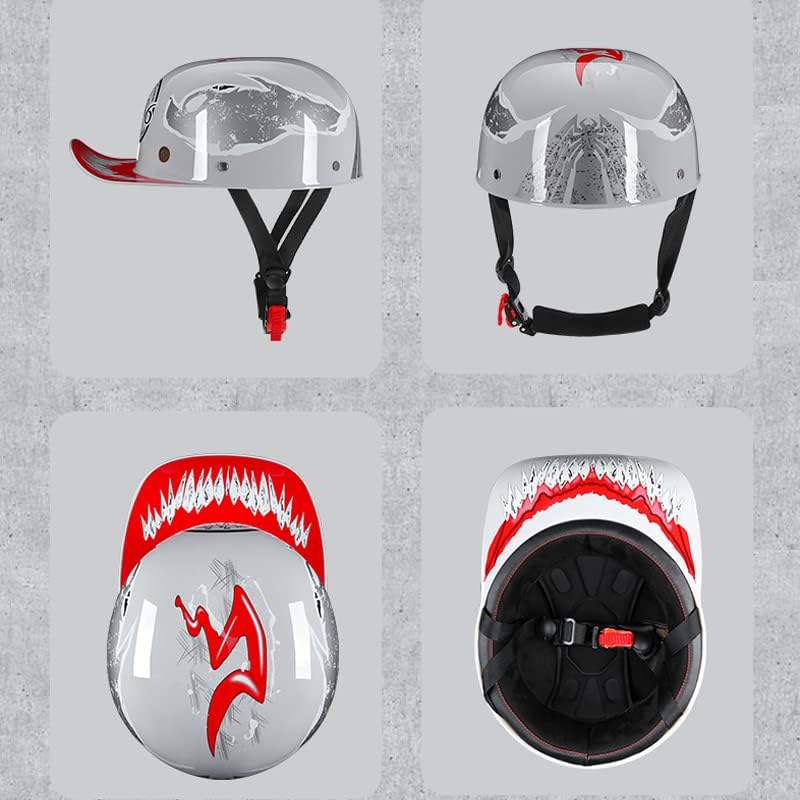 Miniatura 2 de Woljay Casco de motocicleta estilo retro vintage con cara abierta, gorra de béisbol, medios cascos para hombres y mujeres, para ciclomotor, jet