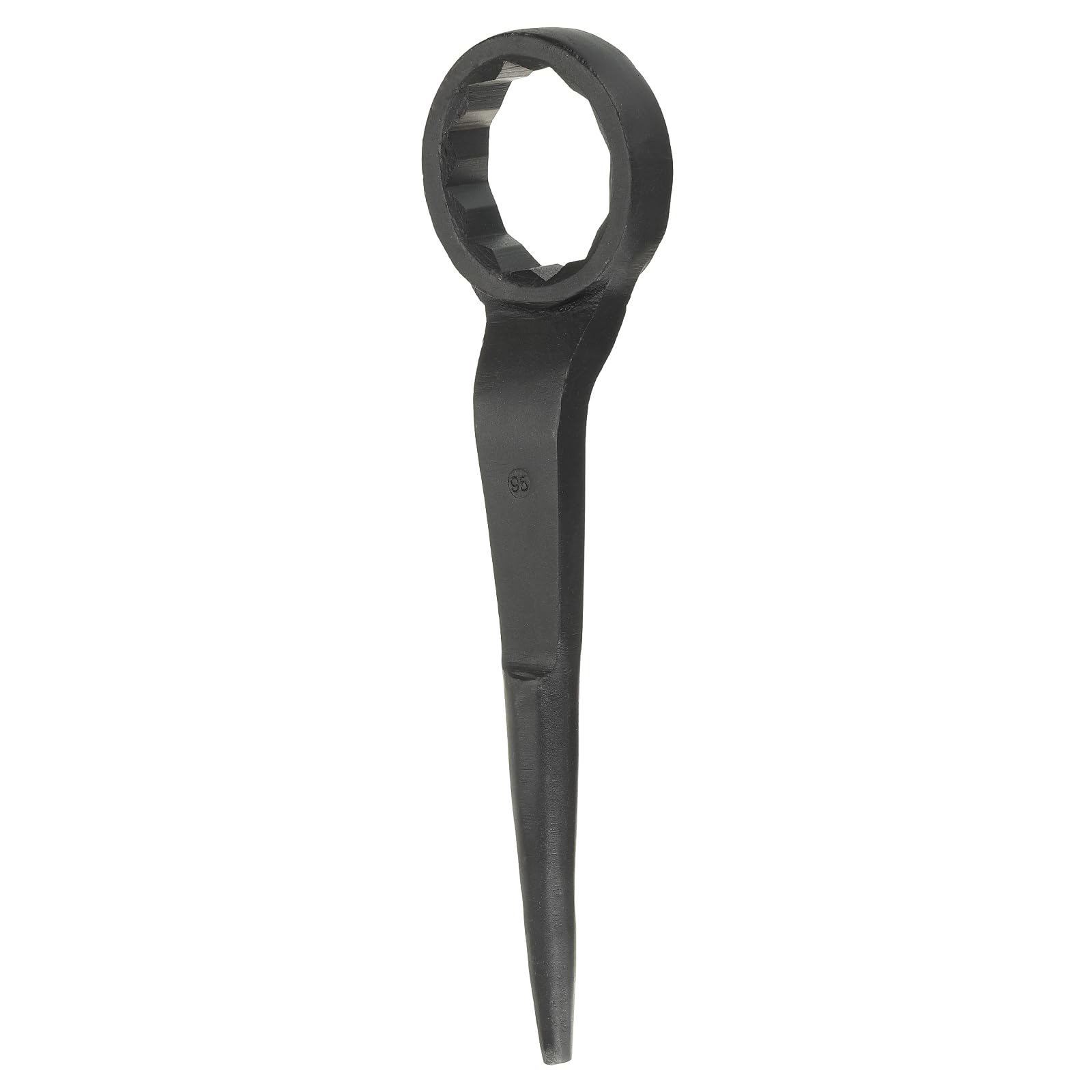 sourcing map Single Head Box Wrench 95mm 45# Steel Blackening Metric Striking Wrench Offset Single Head Box End Ring Type Impact Hand Spanner with Pointed Tail for Repair Maintenance, Black