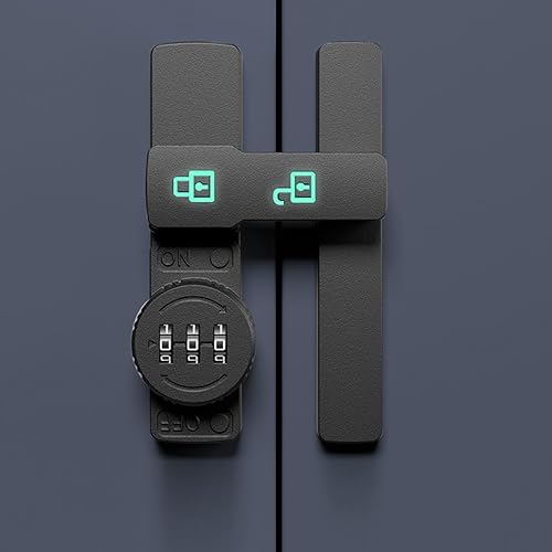 Password - Cerradura de 180 grados para puerta corrediza de granero, pestillo de puerta en ángulo recto, pestillo de código luminoso, color negro