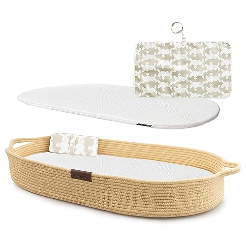 Image of Yunioo Baby Changing Basket, Portable Diaper Changing Pad, Moses Basket for Newborns, Changing Table Topper for Baby Nursery, Waterproof Travel Pad Cover