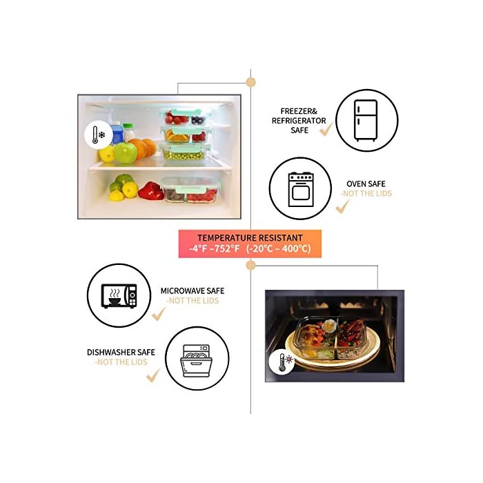 Buy Bayco 9 Pack Glass Meal Prep Containers 3 & 2 & 1 Compartment