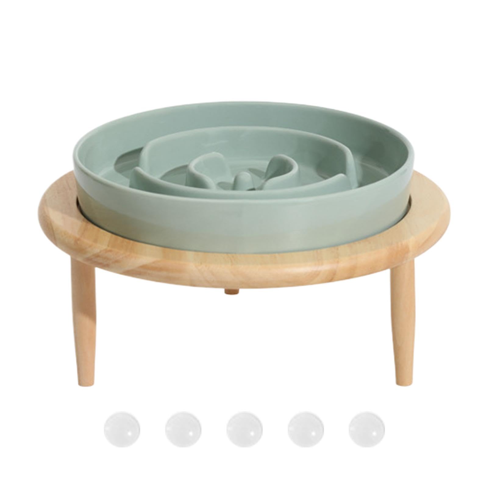 Miska do powolnego jedzenia dla psów, Drewniana ceramiczna miska karmienia z podwyższoną podstawą, antypoślizgowa(Light green)