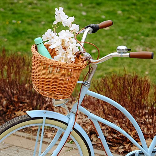 Creative Home Weide Fahrradkorb Universal | 36 x 29 x 23 cm (+/-2 cm) Leicht | Natürlich Braun Weide Fahrrad Korb | Weidenkorb mit Lederbänden | Montierbarer Fahrradkorb für Lenker | Fahrradzubehör