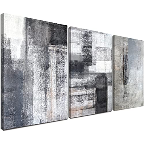 Gardenia Art Abstract Canvas Wall Art Modern Abstract Painting Prints Black Grey Canvas Picture Contemporary Artwork Bedroom Living Room Bathroom Office Decoration Framed Ready to Hang 16"x24"x3