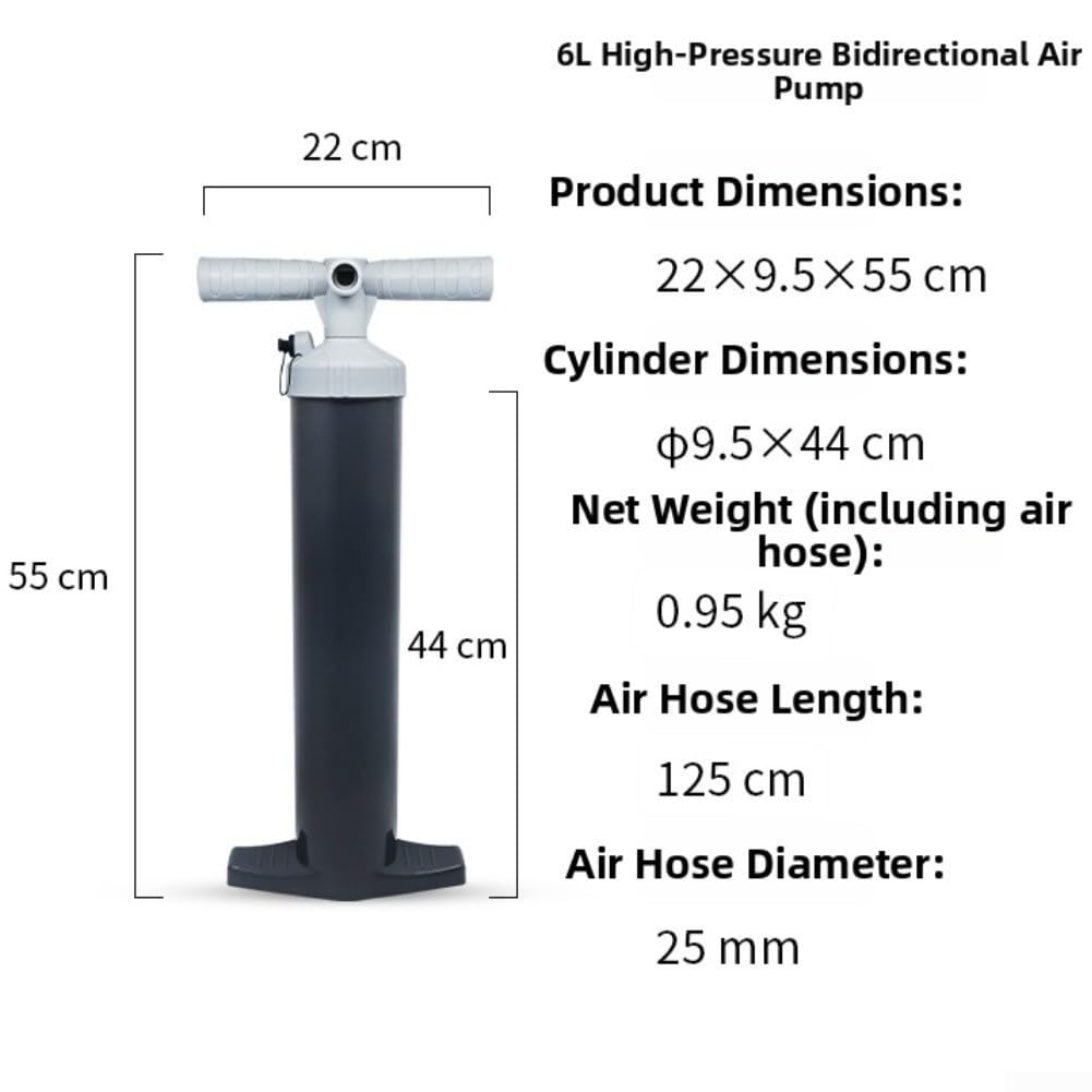 Pompe à air double action 2 x 15 l pour gonflables | Débit haute pression, gonflage rapide, matelas de tentes, bateaux, livraison d'air efficace, essentiel pour l'extérieur