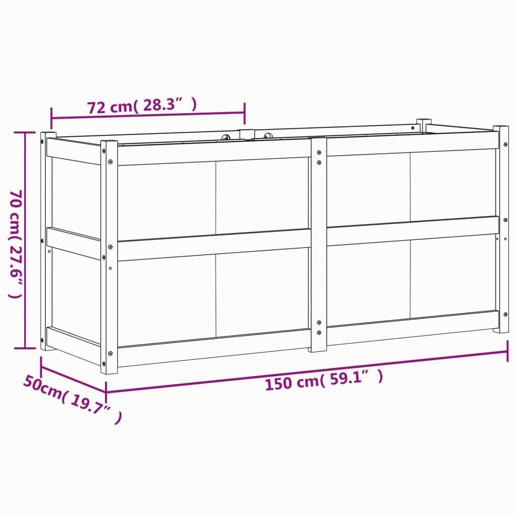 vidaXL Plantenbak 150x50x70 cm massief grenenhout