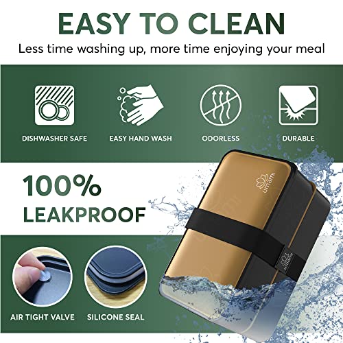 Umami Bento Box Adult Lunch Box with Utensils, 1200 ml Large, All-in-One Meal Prep Compartment Lunch Box Containers for Men/Women, Cute Leak Proof Bento Box, Lunch Organizer - Image 4