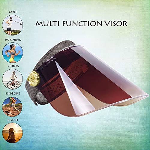Women Anti-UV Visor Hat UPF40+ Solar Sun Protection Headband Summer Cap (Coffee)