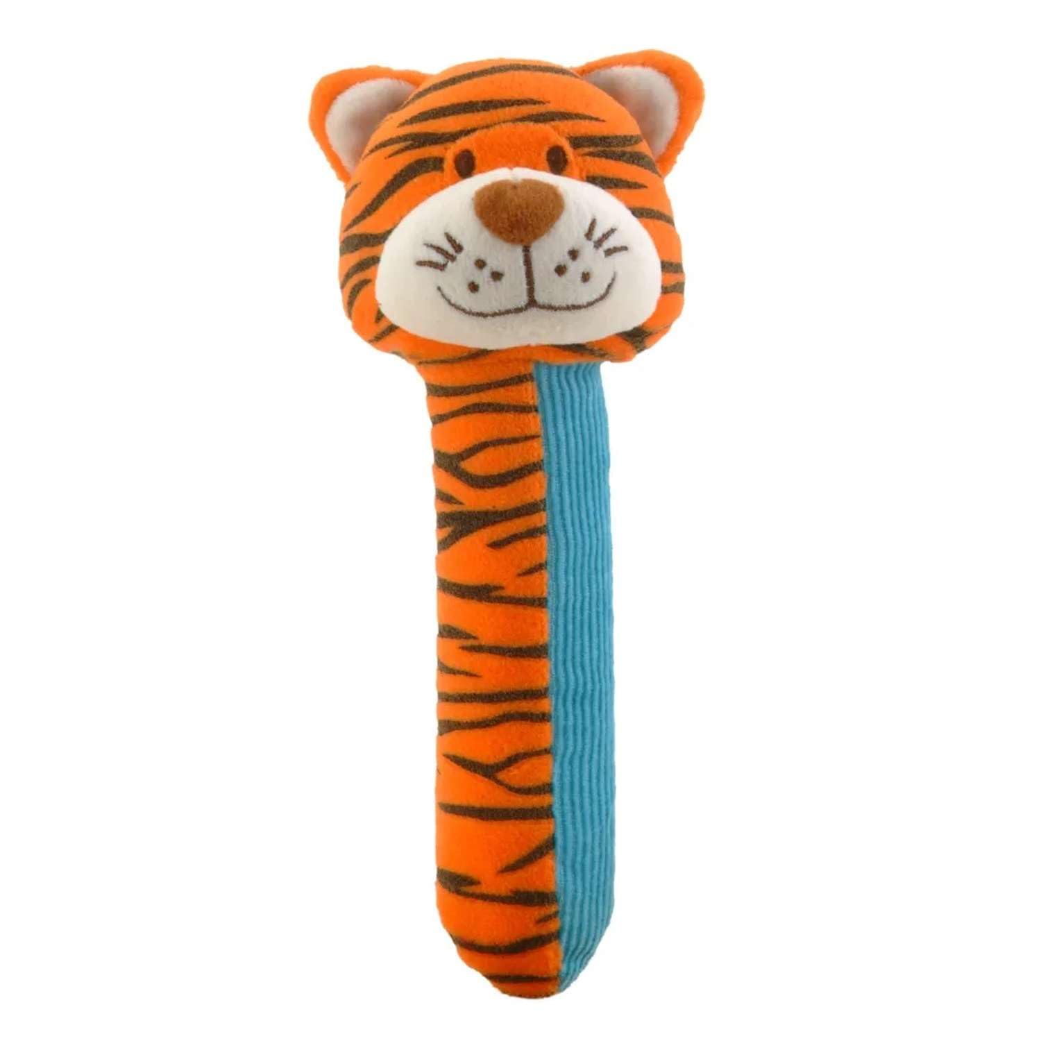 Tiger Baby Sensory Rattle by Fiesta Crafts- Squeakaboo Squeaker Toy Rattle for Newborn Baby Toys - Made of ​​Soft Plush & Corduroy for - Fun, Interactive, & Colourful Rattles for Babies — image 1