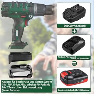 Adattatore batteria per Parkside 18 V, per Bosch 18 V PBA/PSB/PSR casa e giardino batteria funziona in utensili elettrici Parkside 20 V XTeam (nessuna batteria)